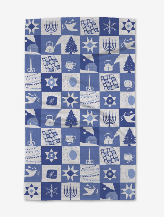 Geometry Tea Towel | Blue Holiday Treats