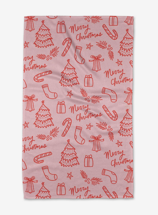 Geometry Tea Towel | Cherry Pink Christmas
