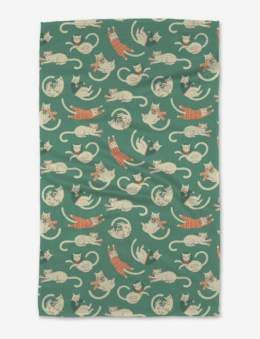 Geometry Tea Towel | Christmas Cats