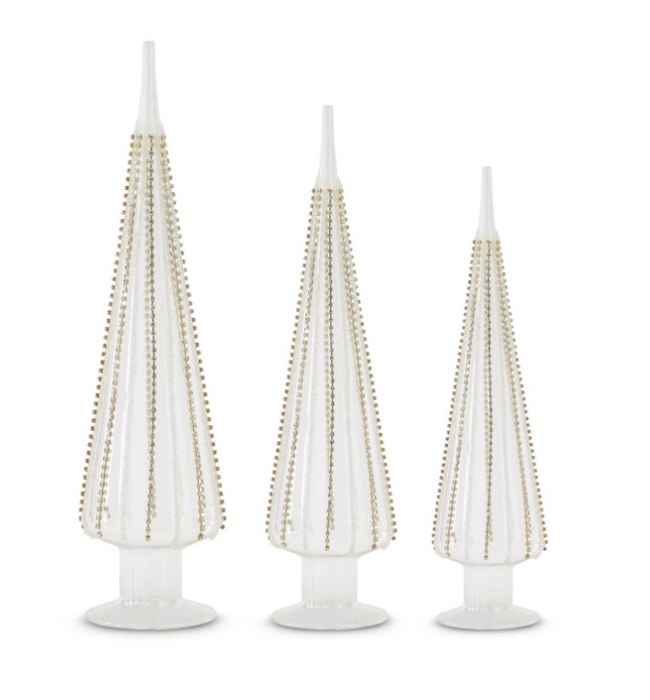 Jeweled Clear Glass Cone Trees