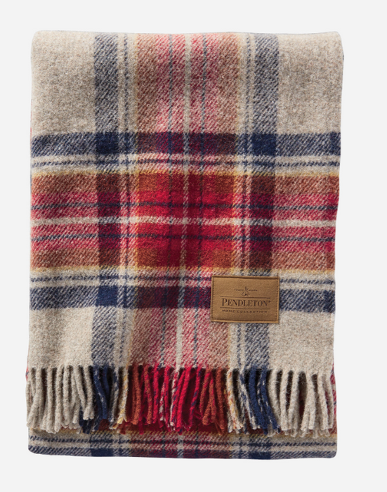 Motor Throw w/Leather Strap | Tan Plaid