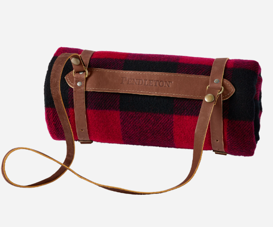 Motor Throw w/Leather Strap | Red Plaid