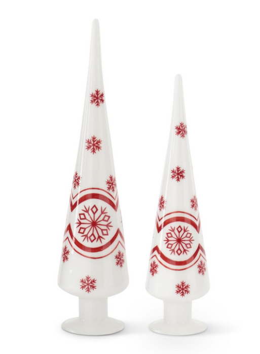 Red Snowflake Glass Finial