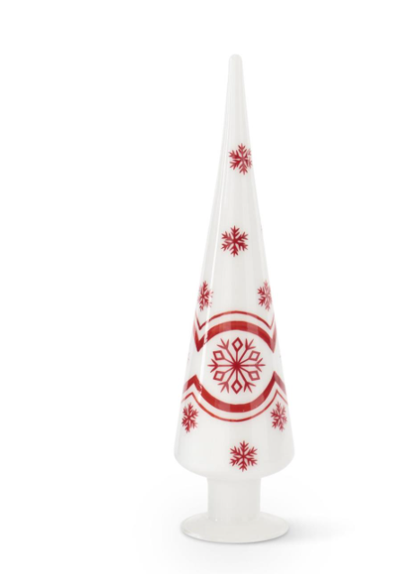 Red Snowflake Glass Finial