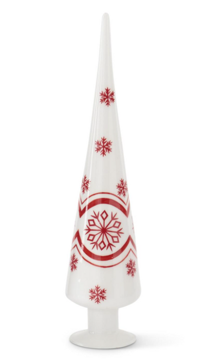 Red Snowflake Glass Finial