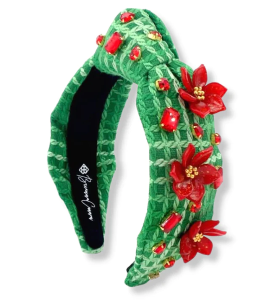 Poinsettia Headband w/Red Crystals