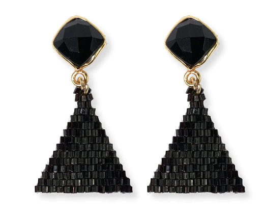 Celia Triangle Drop Earring | Black (CBER1900BL)