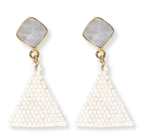 Celia Triangle Drop Earring | Ivory (CBER1900I)