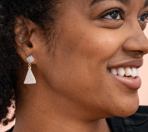 Celia Triangle Drop Earring | Ivory (CBER1900I)