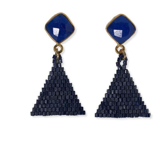 Celia Triangle Drop Earring | Navy (CBER1900NA)