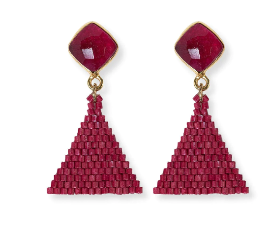 Celia Triangle Drop Earring | Red (CBER1900RD)