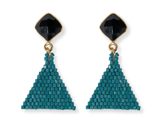 Celia Triangle Drop Earring | Teal (CBER1900TE)