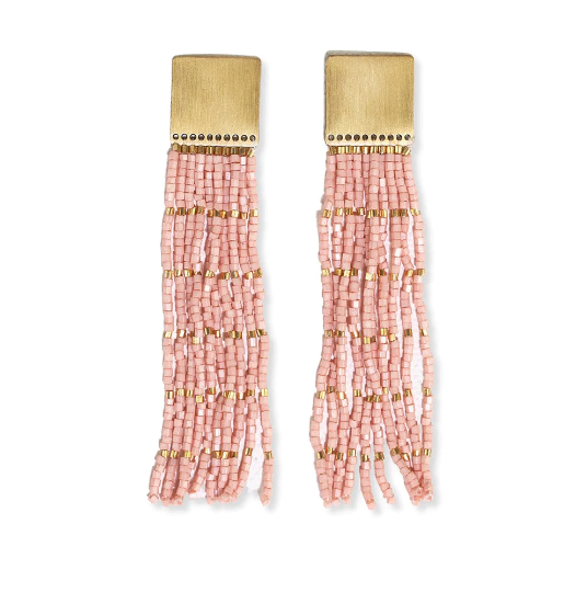 Harlow Brass Fringe Earring  | Blush (CBER2300BH)