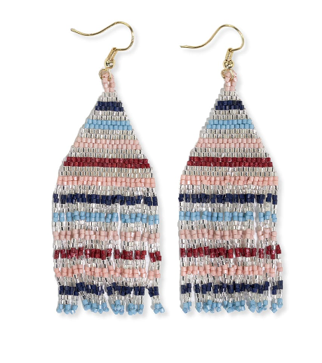 Lexie Stripe Fringe Earrings | Silver (LXER0502SI)