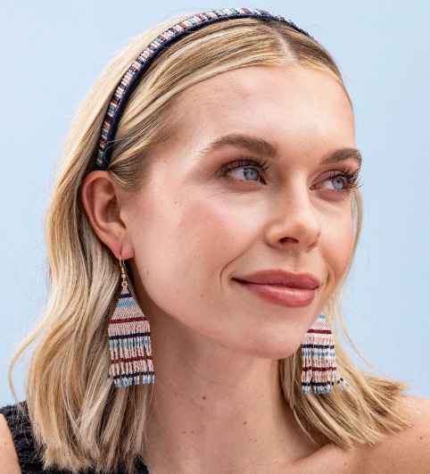 Lexie Stripe Fringe Earrings | Silver (LXER0502SI)