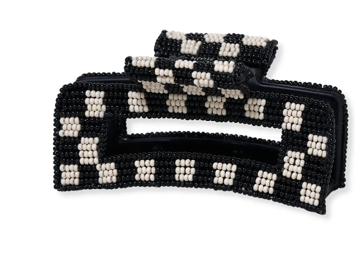 Lola Hair Clip | Black/White Check