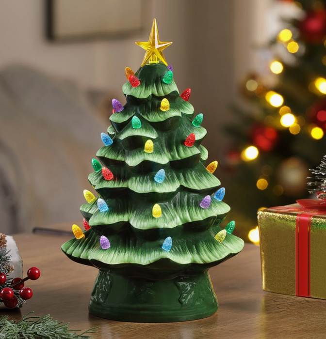 12" Green Nostalgic Light Up Tree