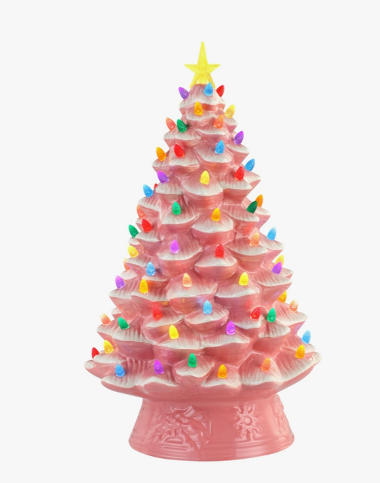18" Pink Nostalgic Light Up Tree