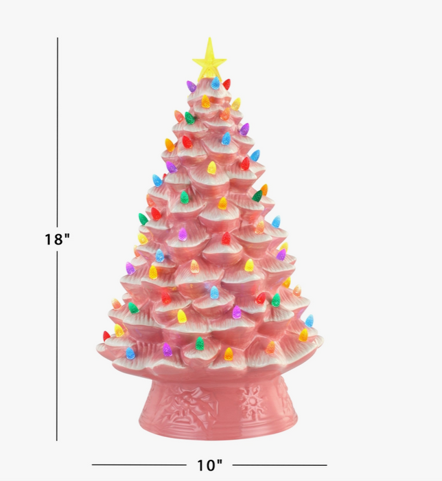 18" Pink Nostalgic Light Up Tree