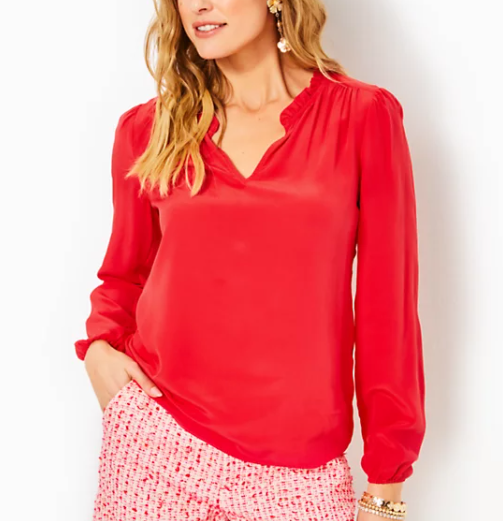 Giana Silk Top | Amaryllis Red