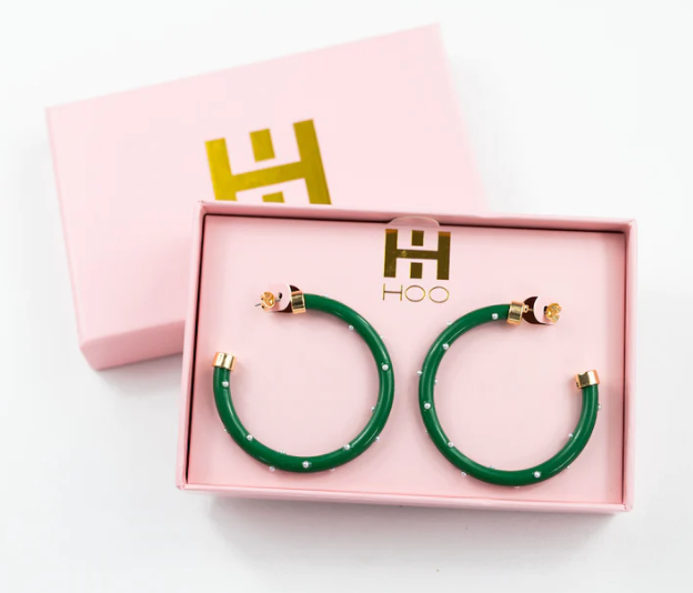 2" HooHoops | Kelly Green w/Pearls