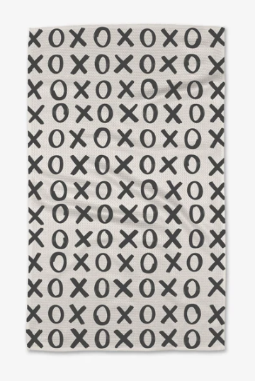 Geometry Tea Towel | Hug and Kiss White