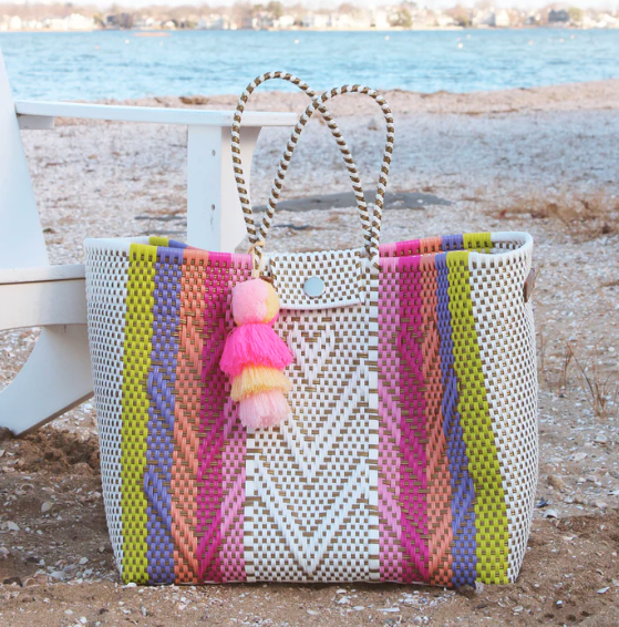 Weekender Tote | Yellow Rainbow Hearts