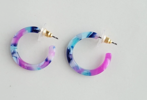 Purple Party Cam Mini Hoop Earrings