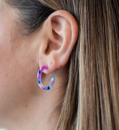 Purple Party Cam Mini Hoop Earrings