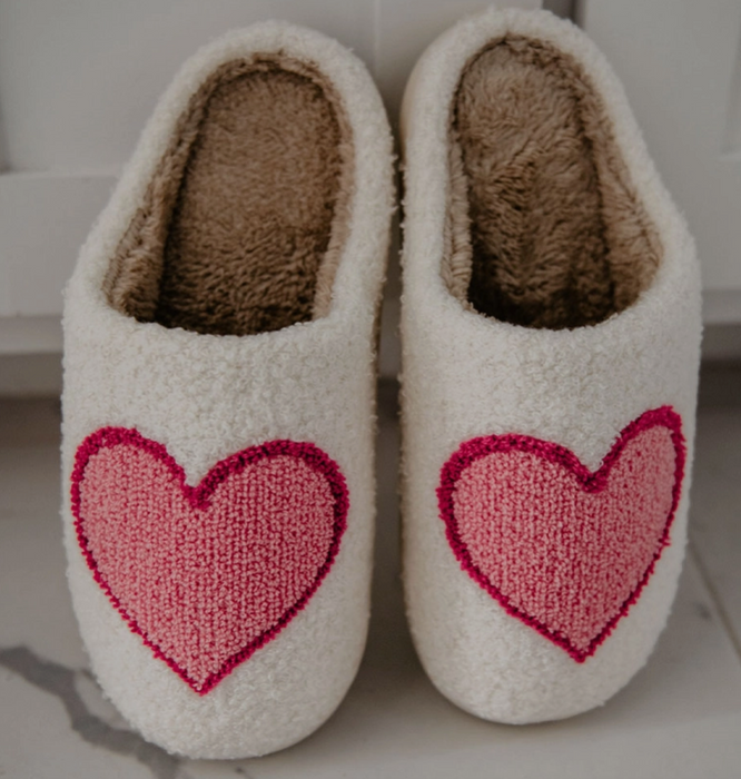 Heart Fuzzy Slippers