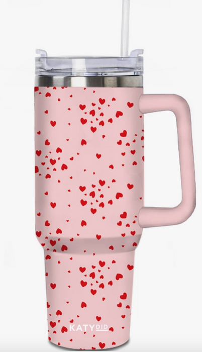 Mini Red Hearts on Pink Tumbler