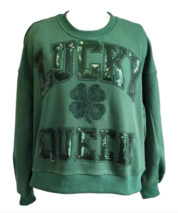 Queen of Sparkle Lucky Sweatshirt | Dark Green
