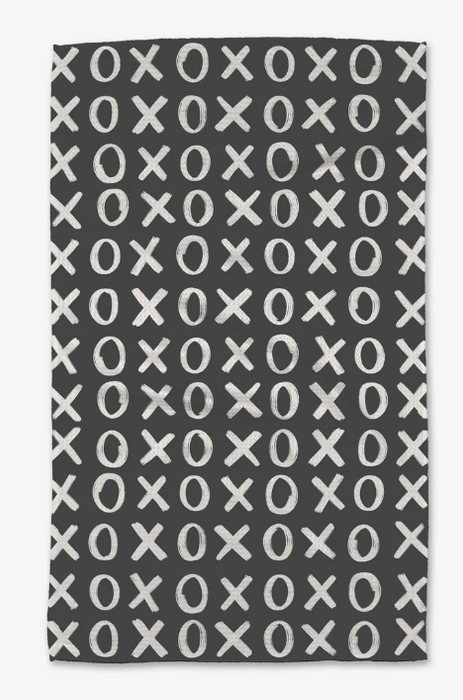 Geometry Tea Towel | Hug and Kiss Black