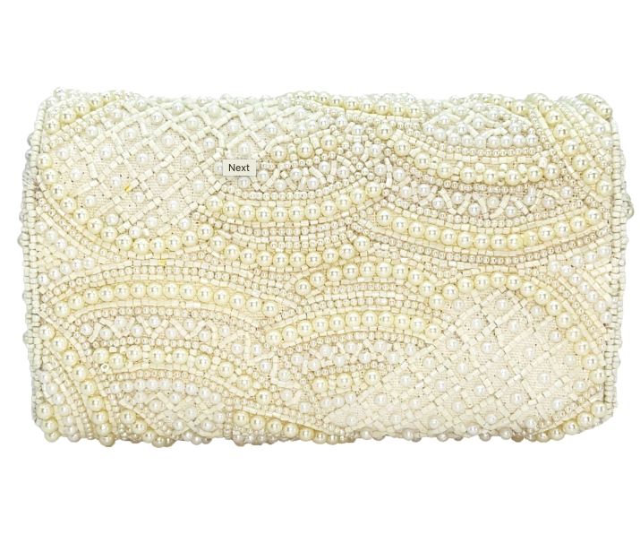 Pearl Small Rounded Beaded Clutch