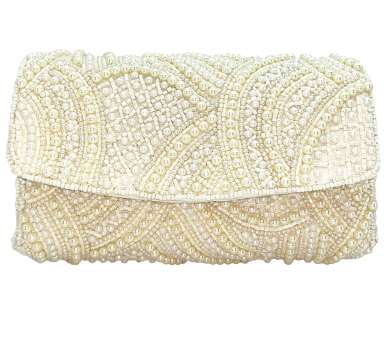 Pearl Small Rounded Beaded Clutch