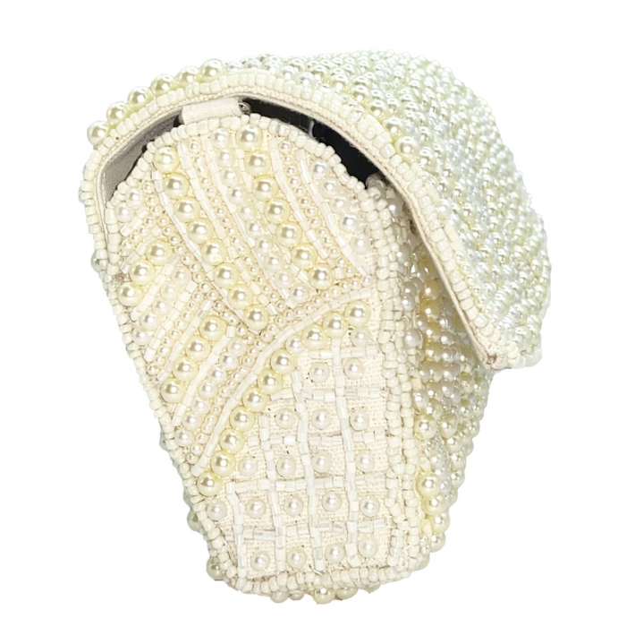 Pearl Small Rounded Beaded Clutch