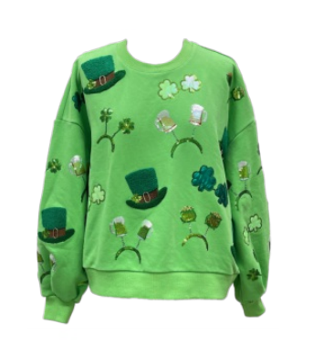 Queen of Sparkle Neon Green St Patrick Icon Sweatshirt