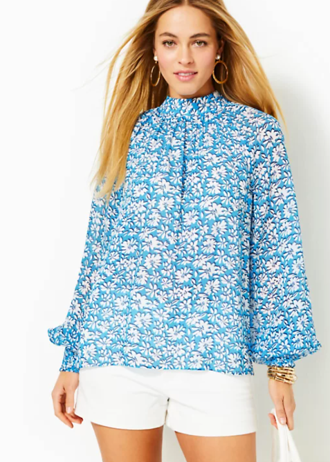 Ellielynn Top | Lunar Blue Palm Beach Petals