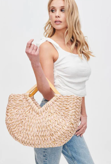 Kehlani Straw Tote | Pink