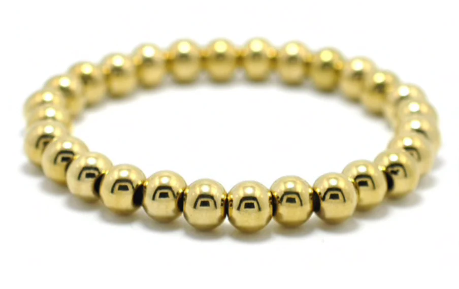 6mm Gold Bead Stretch Bracelet