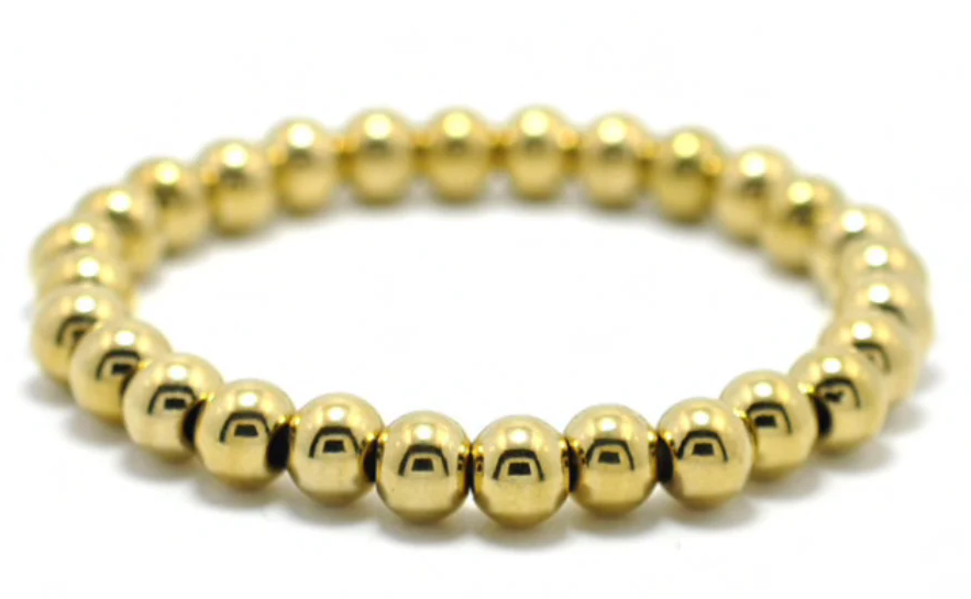 8mm Gold Bead Stretch Bracelet