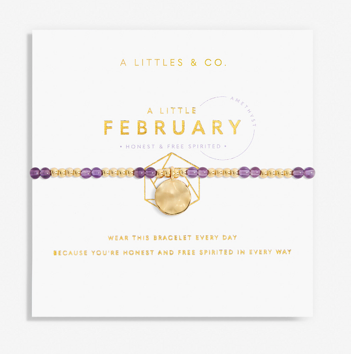 Gold Birthstone  Bracelet | February Amethyst