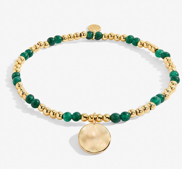 Gold Birthstone  Bracelet | May Green Agate