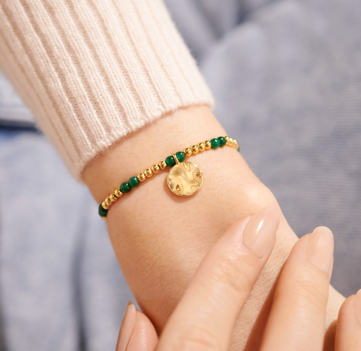 Gold Birthstone  Bracelet | May Green Agate