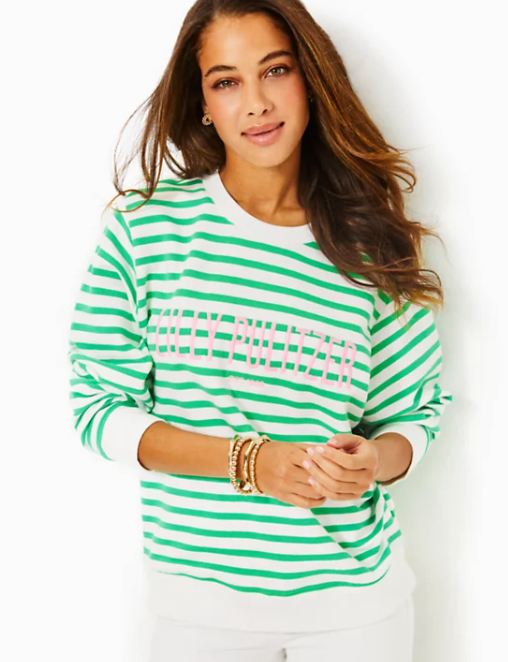 Ballad Sweatshirt | Spearmint Stripe Embroidered