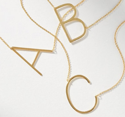 Gold Oversized Sideways Initial Necklace