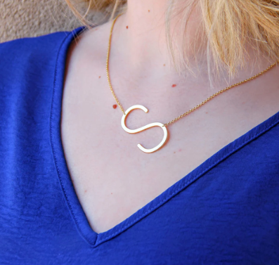 Gold Oversized Sideways Initial Necklace