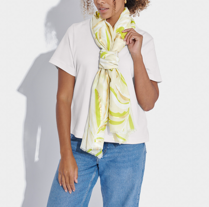 Foil Printed Scarf | Palm Leaf