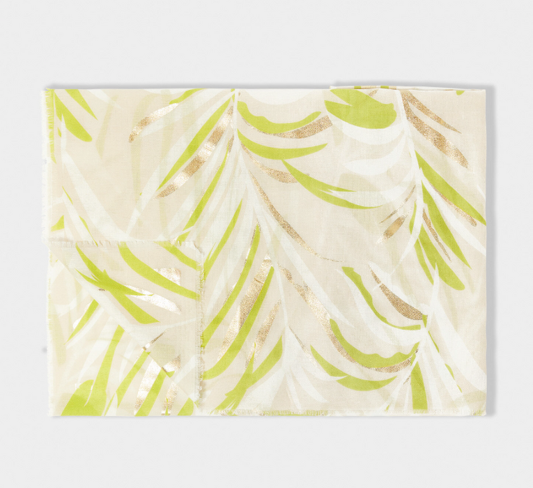 Foil Printed Scarf | Palm Leaf