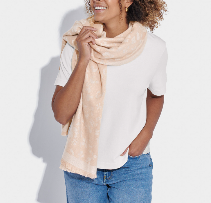 Printed Blanket Scarf | Pink/Off White